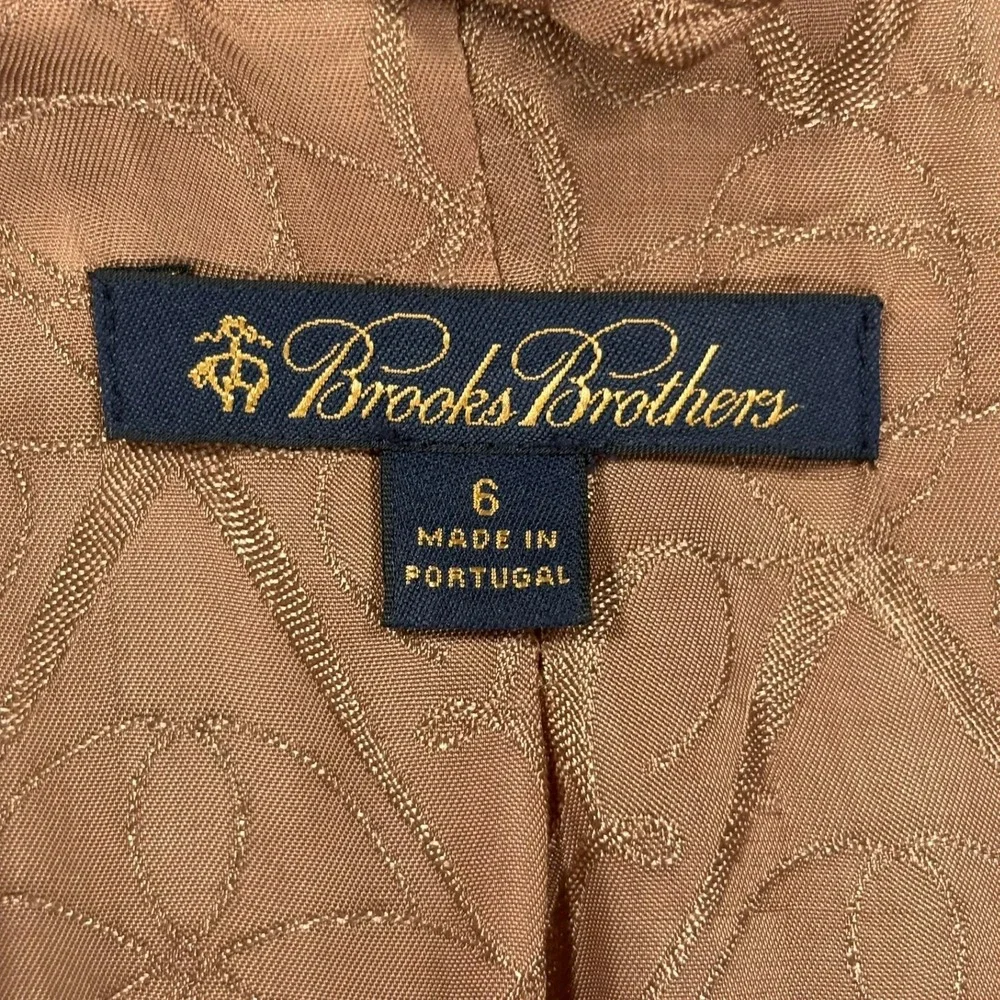 Brooks Brothers Double Breasted Peacoat Womens 6 Tan Loro Piana Rain System Wool